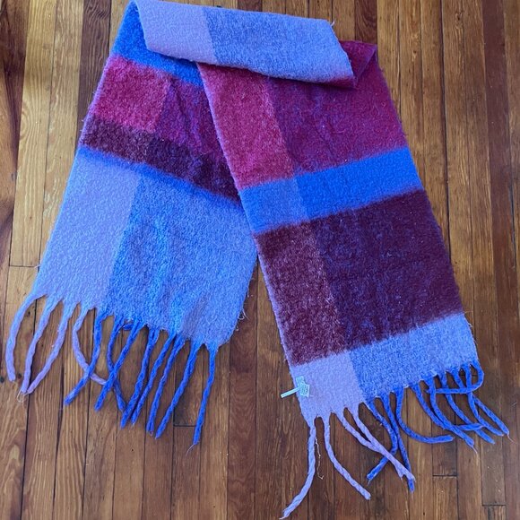 FREE PEOPLE Oversized Brushed BLANKET SCARF Pink Purple - Picture 2 of 6